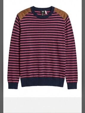 H&M women's navy and red striped crewneck sailor sweater size M
